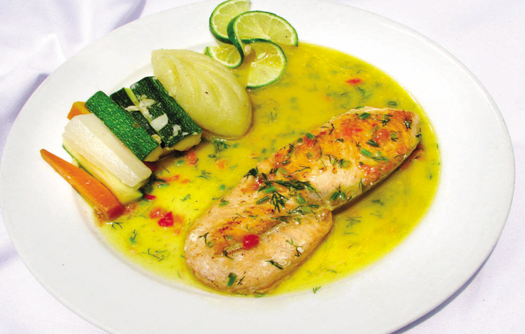 Lemon butter sauce Norwegian salmon (cold)